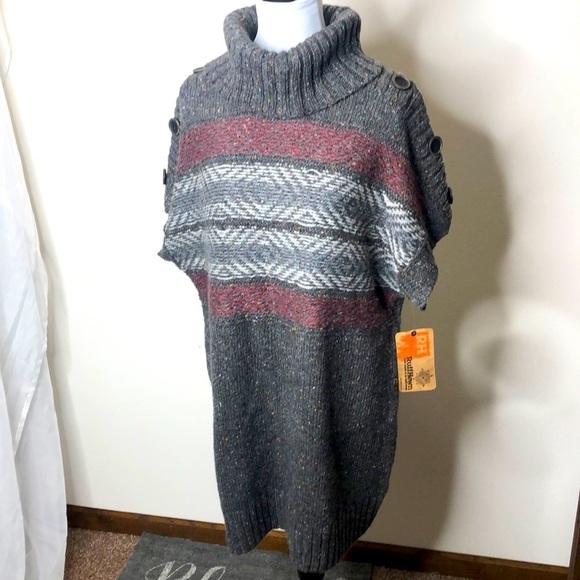 NWT RuffHewn women’s grey/red/white cowl neck sweater size Large - Picture 1 of 11